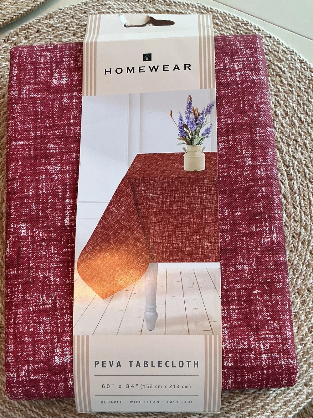 Red PEVA Tablecloth - Textured Red Finish by homeward